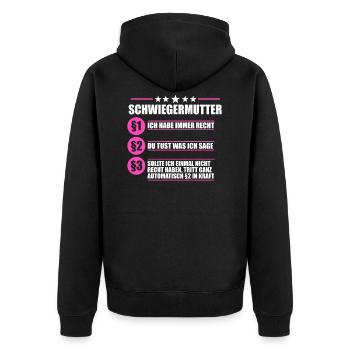Schwiegermutter Schwiegereltern Schwiegermama Lust - Unisex Premium Bio Zip Hoodie - Schwarz - Hinten - Nico (187cm)