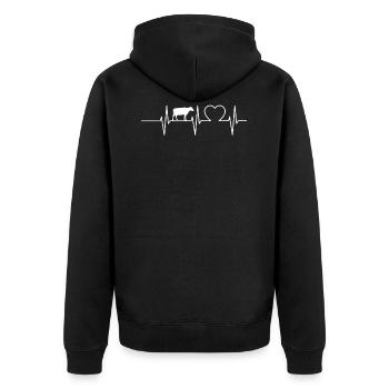 Kuh Herzschlag Kuhzucht Kuhstall Kuhbauer Vieh Ges - Unisex Premium Bio Zip Hoodie - Schwarz - Hinten - Nico (187cm)