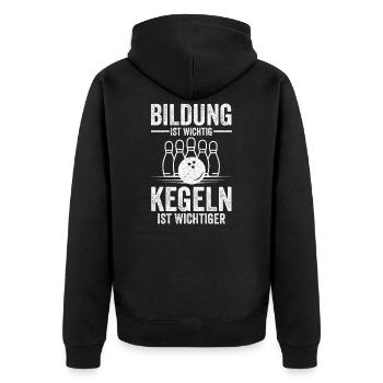 Kegeln Kegelbahn Kegelverein Geschenk - Unisex Premium Bio Zip Hoodie - Schwarz - Hinten - Nico (187cm)