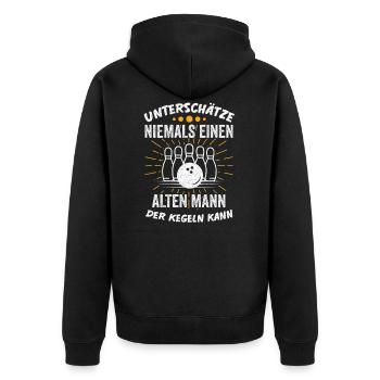 Kegeln Bier Kegelverein Kegelbahn Lustige Sprüche - Unisex Premium Bio Zip Hoodie - Schwarz - Hinten - Nico (187cm)