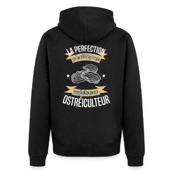 Perfection et ostréiculteur - Veste à capuche bio Premium Unisexe - noir - Dos - Nico (187cm)