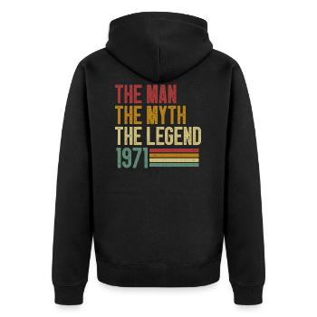 L'homme le mythe la légende 1971 - Veste à capuche bio Premium Unisexe - noir - Dos - Nico (187cm)
