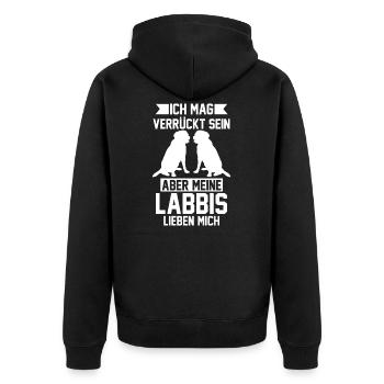 Labrador Retriever Labradorhalter Hund Lustige Spr - Unisex Premium Bio Zip Hoodie - Schwarz - Hinten - Nico (187cm)
