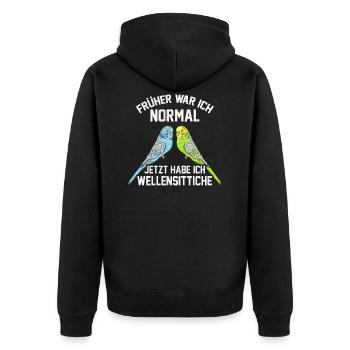 Wellensittich Vogel Wellensittichhalter Lustige Sp - Unisex Premium Bio Zip Hoodie - Schwarz - Hinten - Nico (187cm)