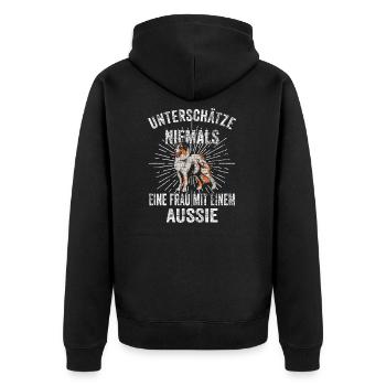 Australian Shepherd Hund Hundeliebhaber Lustige Sp - Unisex Premium Bio Zip Hoodie - Schwarz - Hinten - Nico (187cm)