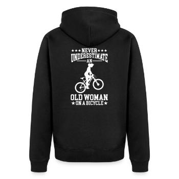Fahrrad Oma Radfahren Großmutter Fahrrad Muttertag - Unisex Premium Bio Zip Hoodie - Schwarz - Hinten - Nico (187cm)