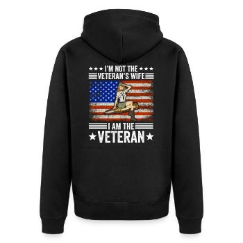 Veteran Girl Army Military Soldier Navy Gift - Unisex Premium Organic Zip Hoodie - black - Back - Nico (187cm)