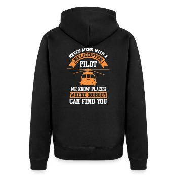 Cadeau de vol de pilote d'avion d'hélicoptère - Veste à capuche bio Premium Unisexe - noir - Dos - Nico (187cm)