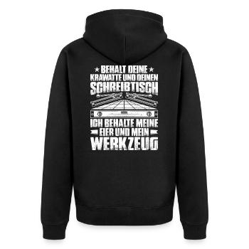 Fliesenleger Plattenleger Mosaikleger Geschenk - Unisex Premium Bio Zip Hoodie - Schwarz - Hinten - Nico (187cm)
