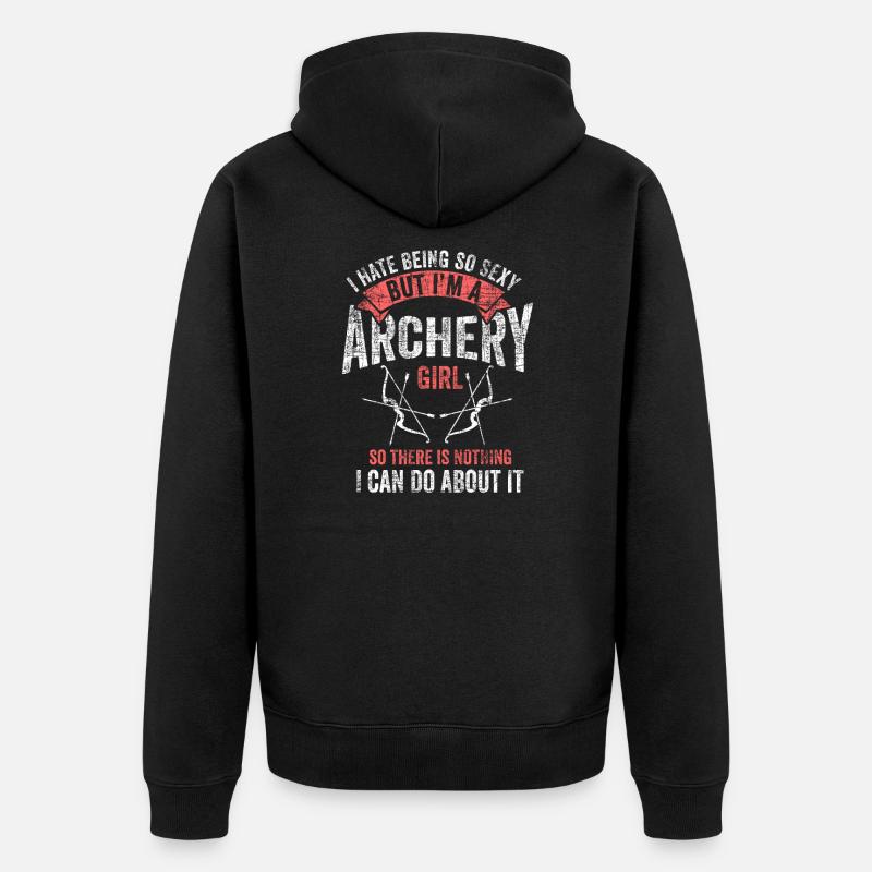 Bogenschießen Mädchen Bogenjäger Bogenschütze Gesc - Unisex Premium Bio Zip Hoodie - Schwarz