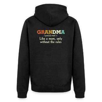 Grandma Like a Mom Without the Rules - Unisex Premium Organic Zip Hoodie - black - Back - Nico (187cm)