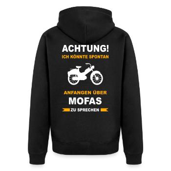 Mofa Moped Mofafahrer Mopedfahrer Mopeds Mokick - Unisex Premium Bio Zip Hoodie - Schwarz - Hinten - Nico (187cm)