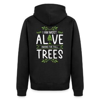 Nature tree trees - Unisex Premium Organic Zip Hoodie - black - Back - Nico (187cm)