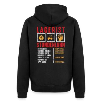 Lagerist Lager Stundenlohn lustige Geschenkidee - Unisex Premium Bio Zip Hoodie - Schwarz - Hinten - Nico (187cm)