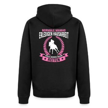 Reiterin Mama Reitlehrerin Reitverein Pferdesport - Unisex Premium Bio Zip Hoodie - Schwarz - Hinten - Nico (187cm)