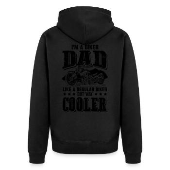 Biker Dad Papa - Unisex Premium Organic Zip Hoodie - black - Back - Nico (187cm)