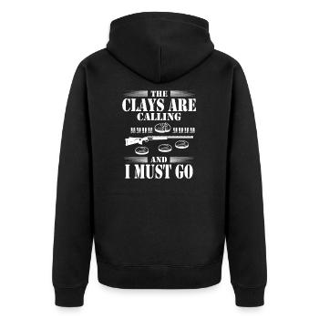 Tontaubenschießen Schießsport - Unisex Premium Bio Zip Hoodie - Schwarz - Hinten - Nico (187cm)