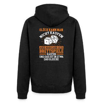 Brettspiele Brettspieler Geschenk - Unisex Premium Bio Zip Hoodie - Schwarz - Hinten - Nico (187cm)
