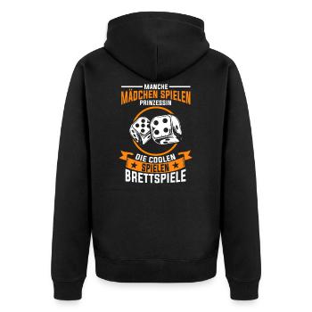 Brettspiele Mädchen - Unisex Premium Bio Zip Hoodie - Schwarz - Hinten - Nico (187cm)