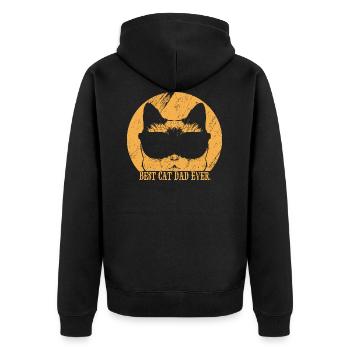 Beste Katze Papa jemals Vintage Vatertagsgeschenk - Unisex Premium Bio Zip Hoodie - Schwarz - Hinten - Nico (187cm)