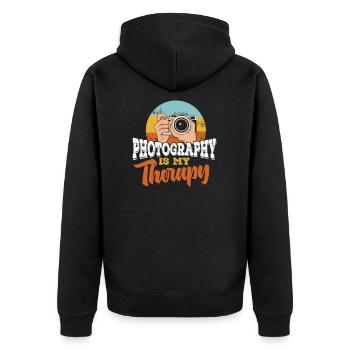 Fotograf Kamera Foto - Unisex Premium Bio Zip Hoodie - Schwarz - Hinten - Nico (187cm)