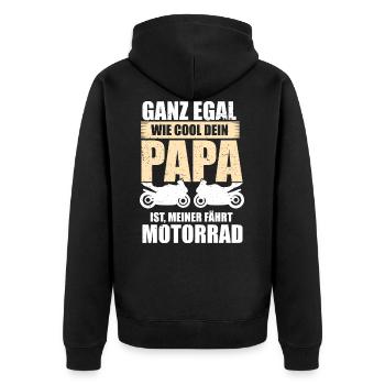 Motorrad Biker Bike Motorradfahrer Papa Geschenk - Unisex Premium Bio Zip Hoodie - Schwarz - Hinten - Nico (187cm)