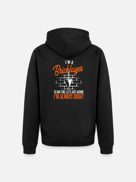 Maurer Craftsman Bricklayer - Unisex Premium Organic Zip Hoodie - black