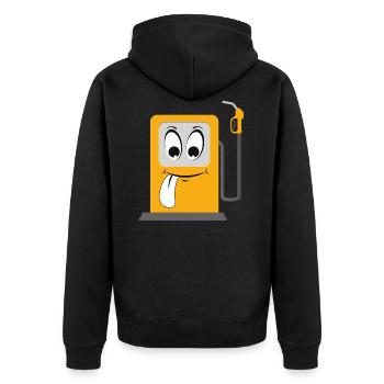 Cartoon Gesicht Tankstelle - Unisex Premium Bio Zip Hoodie - Schwarz - Hinten - Nico (187cm)