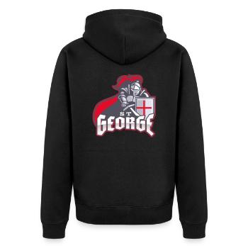 St George, English Heritage - Unisex Premium Organic Zip Hoodie - black - Back - Nico (187cm)