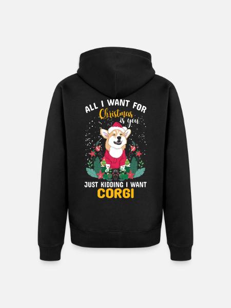 Corgi Christmas - Unisex Premium Bio Zip Hoodie - Schwarz