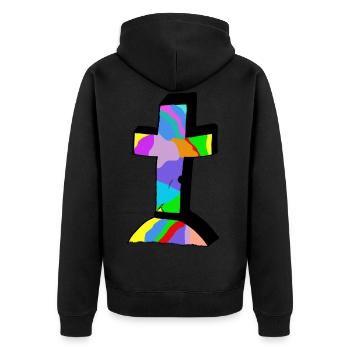 croix colorée colorée Croix Jésus Dieu - Veste à capuche bio Premium Unisexe - noir - Dos - Nico (187cm)
