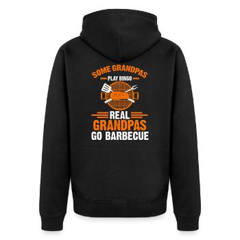 Barbecue BBQ Grill - Unisex Premium Organic Zip Hoodie - black - Back - Nico (187cm)