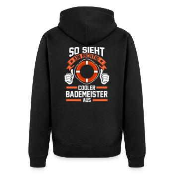 Bademeister Schwimmbad Schwimmlehrer - Unisex Premium Bio Zip Hoodie - Schwarz - Hinten - Nico (187cm)