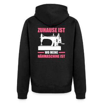Näherin Nähmaschine Schneiderei - Unisex Premium Bio Zip Hoodie - Schwarz - Hinten - Nico (187cm)
