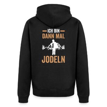 Jodler Jodelgesang Jodel Lied - Unisex Premium Bio Zip Hoodie - Schwarz - Hinten - Nico (187cm)