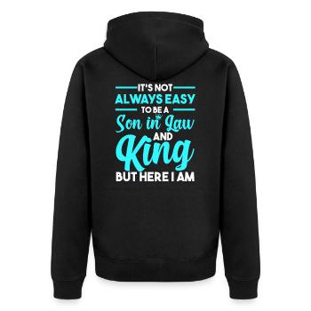 Schwiegersohn Geschenk - Unisex Premium Bio Zip Hoodie - Schwarz - Hinten - Nico (187cm)