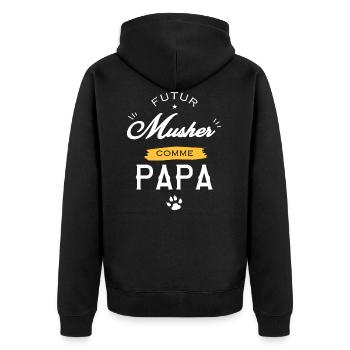futur musher comme papa bébé père et fils - Veste à capuche bio Premium Unisexe - noir - Dos - Nico (187cm)