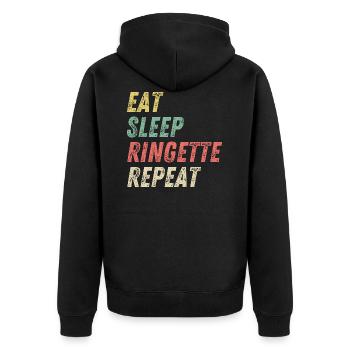 Amant de ringuette, mangez la répétition de ringuette de sommeil - Veste à capuche bio Premium Unisexe - noir - Dos - Nico (187cm)