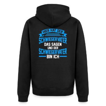 Schwiegerpapa Schwiegervater - Unisex Premium Bio Zip Hoodie - Schwarz - Hinten - Nico (187cm)