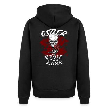 Ostdeutschland - Unisex Premium Bio Zip Hoodie - Schwarz - Hinten - Nico (187cm)