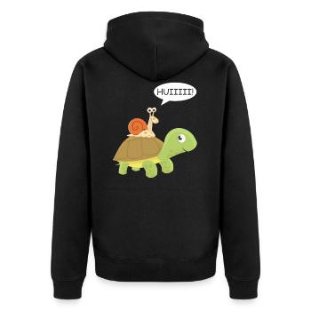 Huiiiii - Snail rides on turtle - Unisex Premium Organic Zip Hoodie - black - Back - Nico (187cm)