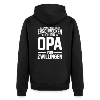 Zwillings Enkel Opa Großvater - Unisex Premium Bio Zip Hoodie - Schwarz - Hinten - Nico (187cm)