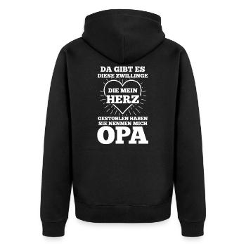 Opa Zwilling Enkel Großvater - Unisex Premium Bio Zip Hoodie - Schwarz - Hinten - Nico (187cm)