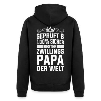 Bester Zwillingspapa Vater Von Zwillingen Vatertag - Unisex Premium Bio Zip Hoodie - Schwarz - Hinten - Nico (187cm)