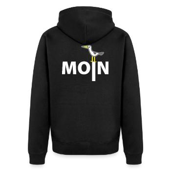 Nordsee Möwe- Moin - Unisex Premium Bio Zip Hoodie - Schwarz - Hinten - Nico (187cm)