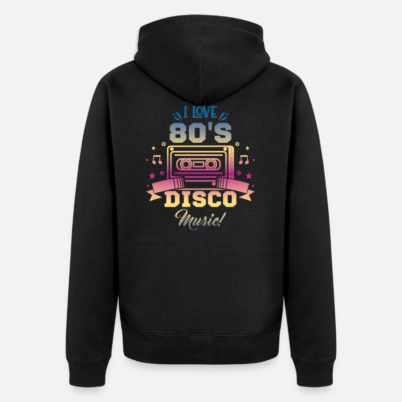 Années 80 Disco Music - Veste à capuche bio Premium Unisexe - noir
