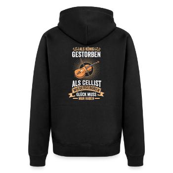 Violoncello König Cellist Cello Orchester Musiker - Unisex Premium Bio Zip Hoodie - Schwarz - Hinten - Nico (187cm)