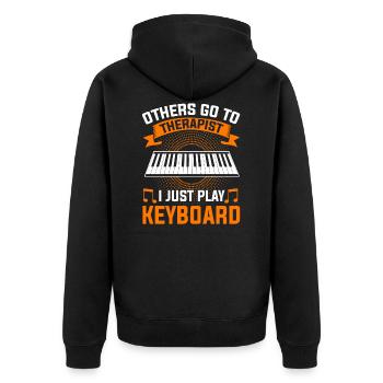 Keyboard Keyboarder Keyboarding Musiker - Unisex Premium Bio Zip Hoodie - Schwarz - Hinten - Nico (187cm)