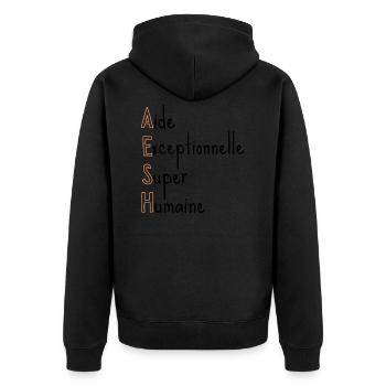 AESH Aide Exceptionnelle Super Humaine - Veste à capuche bio Premium Unisexe - noir - Dos - Nico (187cm)