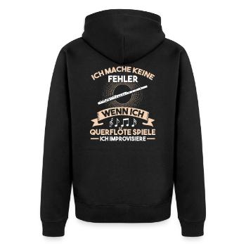 Querflöte Flöte Orchester Musikverein - Unisex Premium Bio Zip Hoodie - Schwarz - Hinten - Nico (187cm)